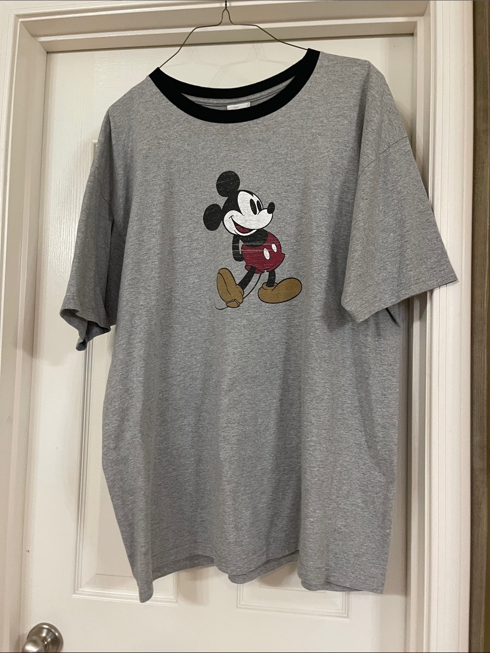 Disney Gray Short Sleeve Mickey Mouse Tee with Black Trim
